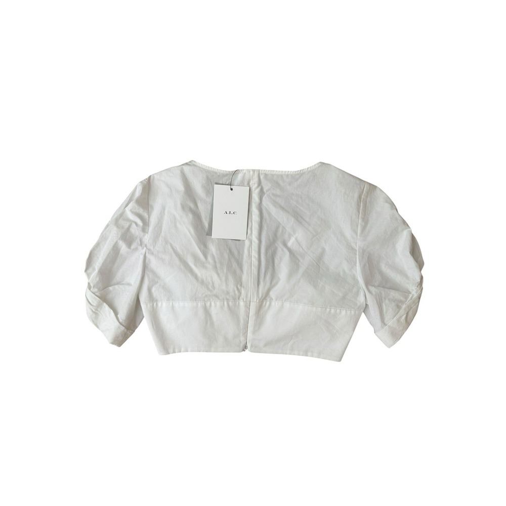 A.L.C. Crop Top Ryan White Cotton Puff Sleeve Knot Bust size 0 - Picture 3 of 5